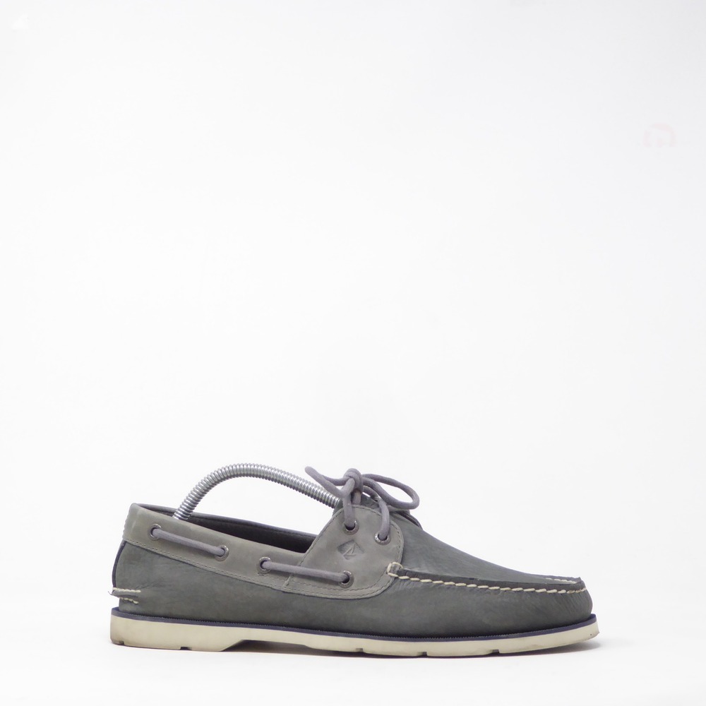 Sperry Mens Boat Leeward Boat Shoes Gray Leather Lace Up 11
